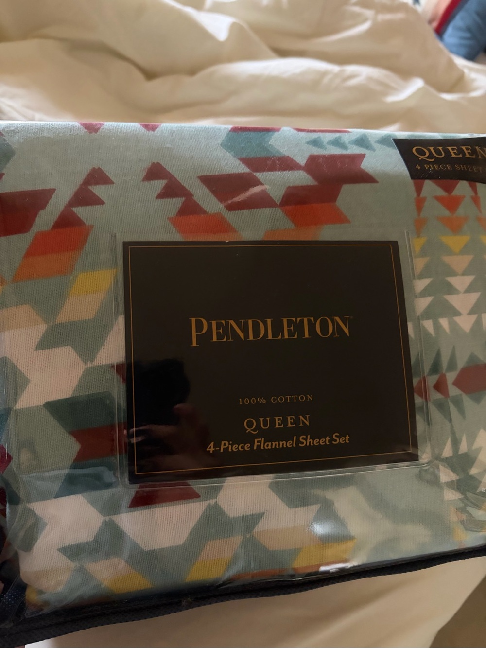 Pendleton Aqua Multi Geometric Queen Sheet Set